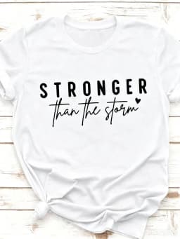 Women Crew Neck Short Sleeve T Shirt Stronger Than The Storm Inspirational Slogan Graphic Print Mustard Color Casual Spring Summer Daily Streetwear Tops