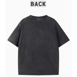 Kawaii Vintage Washed Black Cat Print T-Shirt Korean Style Casual Streetwear Oversized Cotton Tee for Women and Man