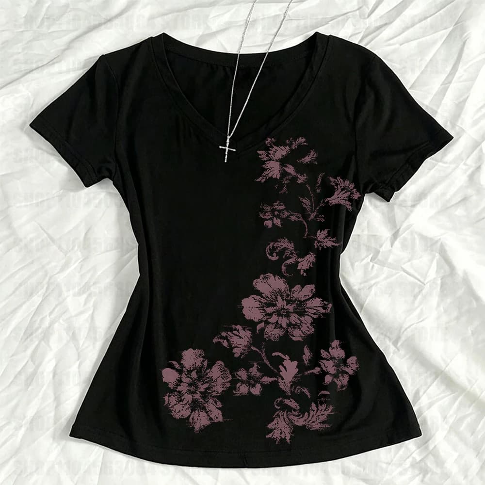 Graphic T-Shirt Y2K Style Women's Wear Vibrant Y2K 2000s Women's Tops Women's Short Sleeve Casual Cute Girl Style Tokyo Harajuku