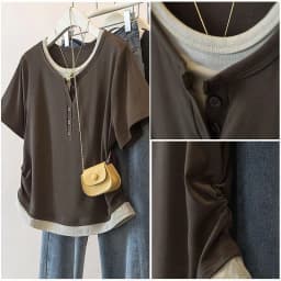 Large size women's clothing spring and summer best-selling splicing versatile contrasting color round neck short-sleeved t-shirt