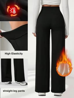 Plush Wide Leg Trousers Warm Winter High Waisted Straight Pants Outdoor Skiing Jogging Or Exercise Winter Women's Pants & Capris