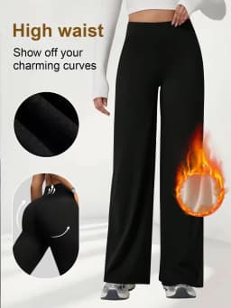Plush Wide Leg Trousers Warm Winter High Waisted Straight Pants Outdoor Skiing Jogging Or Exercise Winter Women's Pants & Capris