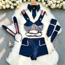 Women Sets Ruffled Apron Shorts Headband Maid Cosplay Costume Rabbit Officer Party Park Performance Sexy Suits Hotsweet Clothes