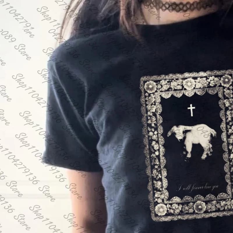 Gothic Harajuku Slim Short Sleeve T-shirt Fashion Summer Fashion Crop Top Streetwear Emo Girl Y2k Style Women's T-shirt Baby Tee
