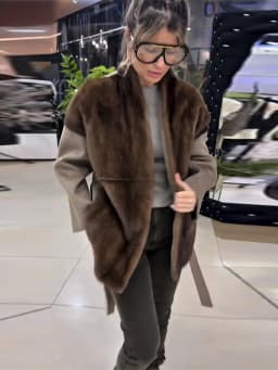 Women's Faux Fur Patchwork Jacket Belt Stand Collar Full Sleeve Hidden Button Lace Up Loose Jackets 2026 Autumn Winter Lady Coat