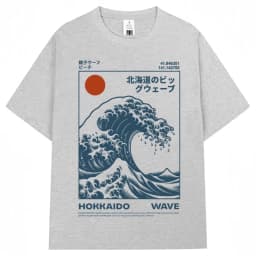 Japanese Style Hokkaido Wave Vintage T-shirt Men Women Harajuku Fashion High Quality T Shirts Summer Tee Shirt
