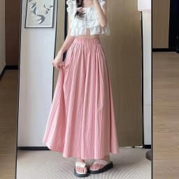 Women Summer Ice Silk Skirt Pants High Waist Elastic Pleated Wide Leg Pants Loose Flowy Lightweight Casual Long Palazzo Trousers