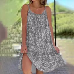 Summer 2026 Large Swing Strap Dress European American Leisure Style Printed Sleeveless Fashionable Casual Maxi Dress
