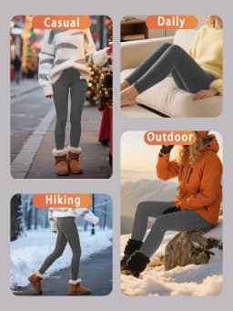 High Waisted Winter Leggings with Pockets for Women - Thermal Fleece Lined Tummy Control Thick Warm Tights Workout Running