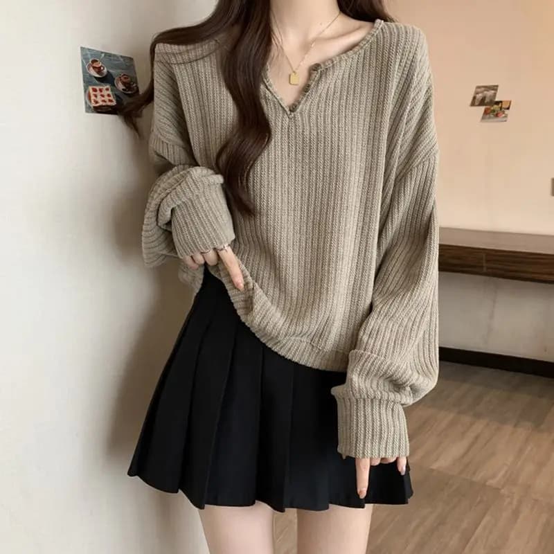 Large size women's clothing spring and autumn new loose and thin European and American style long-sleeved top inside and outside
