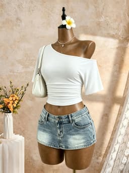 Women One Shoulder Short Sleeve Side Ruched Cropped T Shirt 2026 Summer Y2K Going Out Casual Streetwear Tops