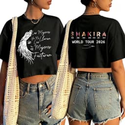 Shakira Las Mujeres Facturan World Tour 2026 Shirt Women O-Neck Short Sleeves Crop Tops T-shirt