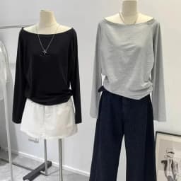 Autumn Winter One Shoulder Cotton Long Sleeve Slant Shoulder Women's Clothing Style Interior Wide Truffle Shoulder Base Shirt
