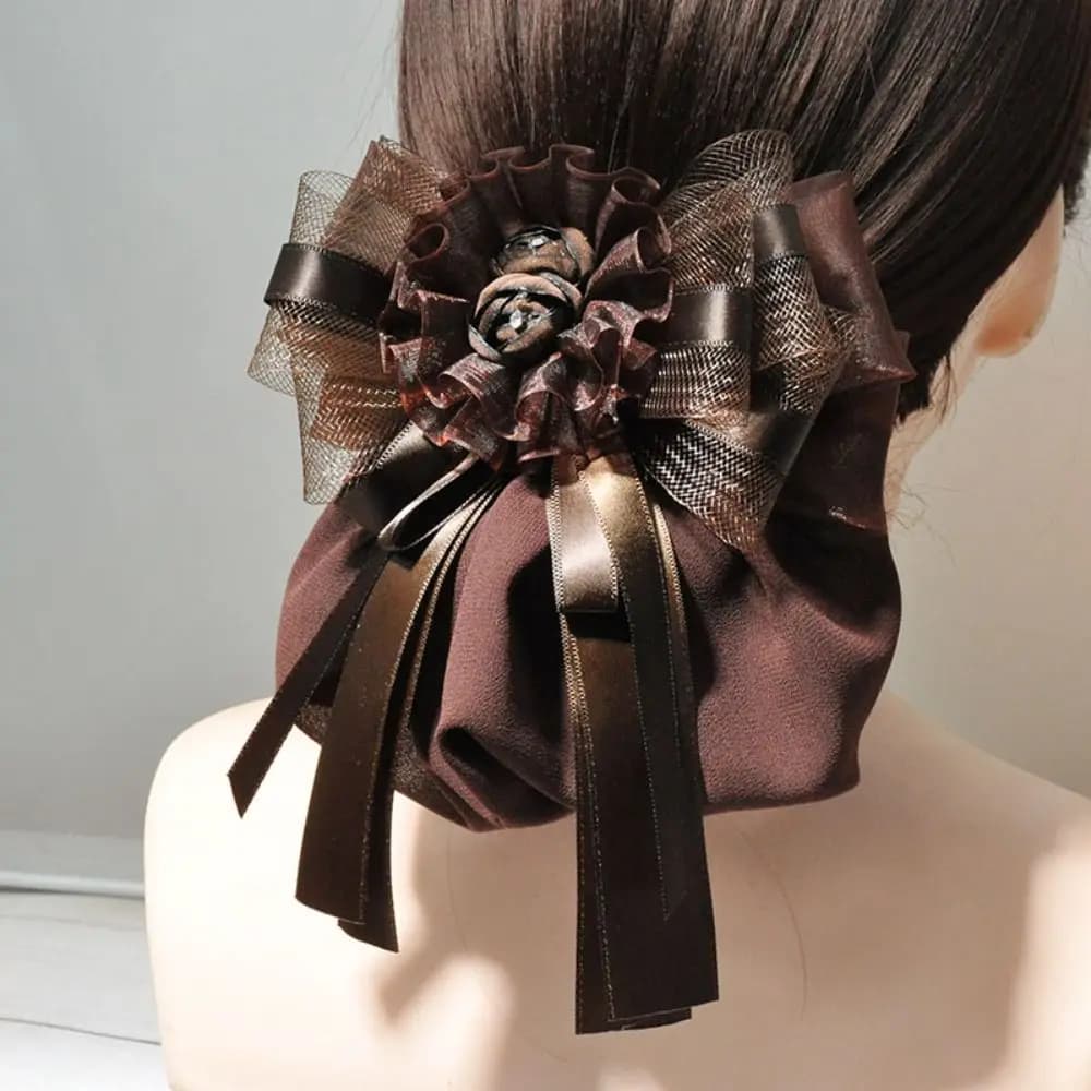 Hair Accessories Classic Bowknot Net Bun Women Girl Fashion Lace Work Hairnet Hair Clip Cover For Nurse Bank Catering