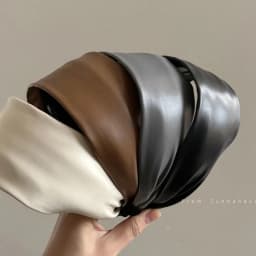 Retro Leather Wide-Brimmed Headband Women's New High-End Autumn and Winter Versatile High Skull Top Headband Hair Accessories