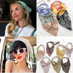 Women's Bandana Vintage Bohemia Women Bandana Hair Band Scarf Print Vintage Triangle Turban Elastic Headband for Lady Head Scarf