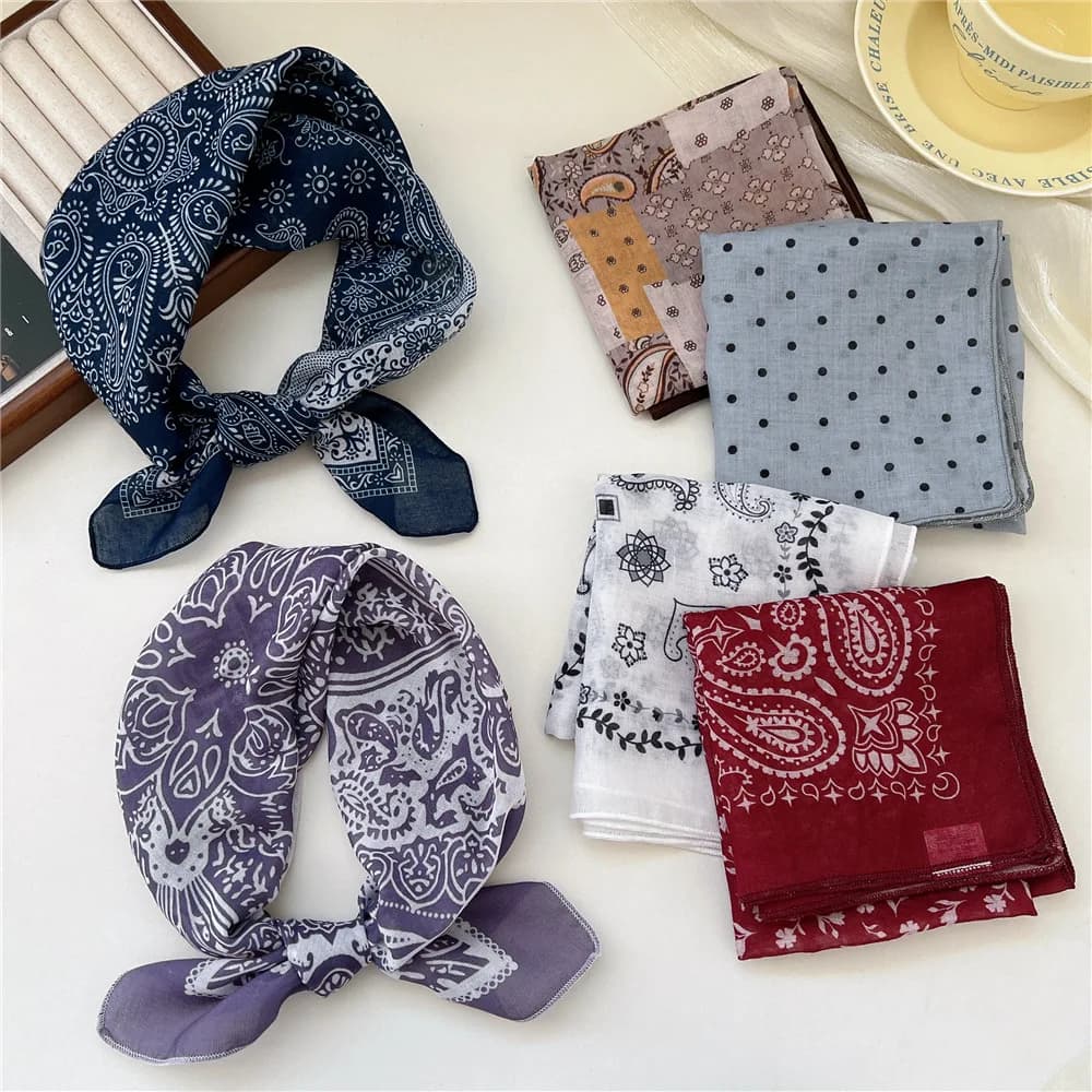 Fashion Printing Silk Small Square Scarf Summer Scarf Women's Versatile Small Scarf Head Band Hair Accessories
