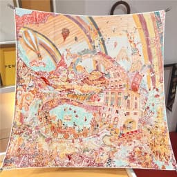 90CM Silk Scarf Women Foreast City Print Square Scarves Head Echarpes Silk Foulards Femme Wraps Beach Shawls Bandana Lady Hijabs