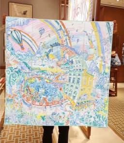 90CM Silk Scarf Women Foreast City Print Square Scarves Head Echarpes Silk Foulards Femme Wraps Beach Shawls Bandana Lady Hijabs