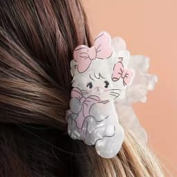 1pc Cartoon Sweet Acrylic Medium Pink Bow Cat Hair Claw, Cute Animal Hair Clip, Daily Ponytail Clip Hair Accessory