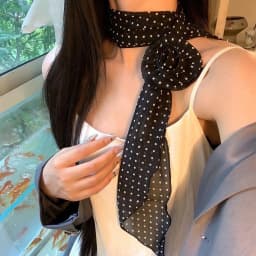 Women French Long Rose Flower Silk Scarf Flutter Shirt Y2K Fashion Temperament Accessories Summer Sunscreen Sunshade Scarfs