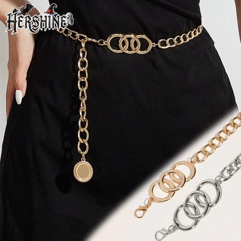 Hershine 1-Piece Women's Fashionable Hollow-Out Circle Waist Chain, Elegant and Sexy Accessory for Party Dresses, Spring, Summer