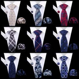 Business Tie For Men Set Necktie Cufflink Classic Handkerchief Suit For Wedding High Quality Stripe Tie Set Formal Gravata Gift