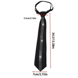 Elegant Black Rhinestone Lazy Tie Adjustable Neck Ties for Women Perfect for Casual & Business Shirt Bowtie Accessories