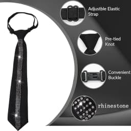Elegant Black Rhinestone Lazy Tie Adjustable Neck Ties for Women Perfect for Casual & Business Shirt Bowtie Accessories