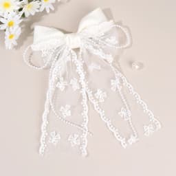 Tulle Bow Hair Clip Sweet Mesh Chiffon Patchwork Bownot Hairpin Elegant Pearl Beads Barrette Girls Women Headdress Accessories