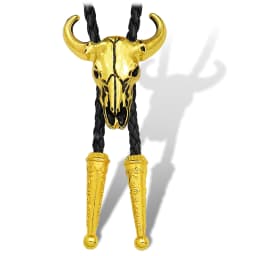 Men's Western Vintage Bolo Tie Cow Skull Design Black Leather Rope Cowboy Necktie with Bull Head Pendant Jewelry Gift Unisex