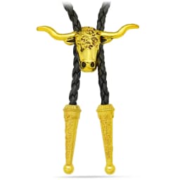 Men's Western Vintage Bolo Tie Cow Skull Design Black Leather Rope Cowboy Necktie with Bull Head Pendant Jewelry Gift Unisex