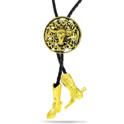 Men's Western Vintage Bolo Tie Cow Skull Design Black Leather Rope Cowboy Necktie with Bull Head Pendant Jewelry Gift Unisex