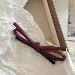 Fashion Pu Leather Bow Bangs Hair Clip For Women