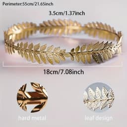 Glorious Greek Goddess Headband, Golden Leaf Roman Laurel Wreath, Caesar Crown, Bridal Hair Ornament, Women's Fashion Jewelry, A