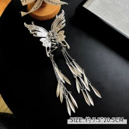 Chinese Style Butterfly Flowing Tassel Hairpin Folk Retro Ponytail Clip Female Elegant 