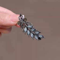 High-end Black Rhinestone Wheat Hair Clip Side Clip Alloy Exquisite Bangs Clip Duckbill Clip Women's Fashion Hair Accessories