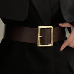 New Vintage Large Buckle Fashionable Women's Wide Belt Dress Decorative PU Women's Belt