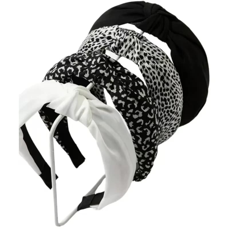1PC Retro Hair Bands Women's New Cross Border Wide Edge Headband Out Leopard Black Department Knot Crimp Hair Bands