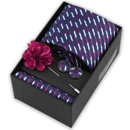 High Quality Tie Set Box Elegant Ties For Men Necktie Handchief Cufflinks Brooch 4Pcs Set Suit Accessories Business Wedding Gift