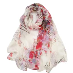 New Fashion Flower Chiffon Silky Georgette Scarf for Women Printing Long Soft Wrap Shawl Beach Kerchief Scarves Foulard Hijabs