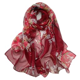 New Fashion Flower Chiffon Silky Georgette Scarf for Women Printing Long Soft Wrap Shawl Beach Kerchief Scarves Foulard Hijabs