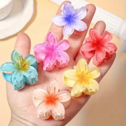 6Pcs Fashion Colorful Transparent Flower Small Hair Claw Clips Clamp Hairpin Barrette For Thick Thin Hair Accessories For Women