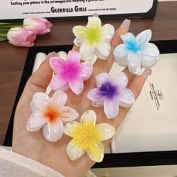 6Pcs Fashion Colorful Transparent Flower Small Hair Claw Clips Clamp Hairpin Barrette For Thick Thin Hair Accessories For Women