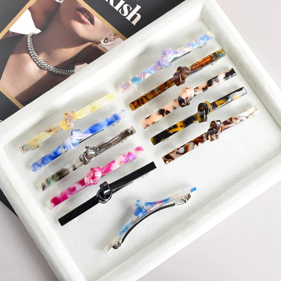 1PC Ladies Polychromatic Acetic Acid Tie One-Line Spring Clip Thin Hair Half Hair Special Holiday Gift Holiday