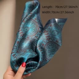 Luxury Brand Paisley Houndstooth Printed Square Scarf Soft Satin Thin Smooth Neck Scarf Sunscreen Headscarf For Women Head Wrap