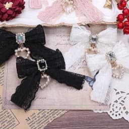 【1 Pair】 Lolita Hair Clips Lace Hair Accessories Pearl Accessories Girls' Items Y2K Accessories Hair Bows Girl Hairpin Cute Thing