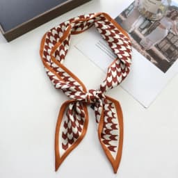 2025 New Grid Print Women Luxury Small Silk Scarf Handle Bag Ribbons Female Head Scarves Sharp Angle For Women Skinny Headband