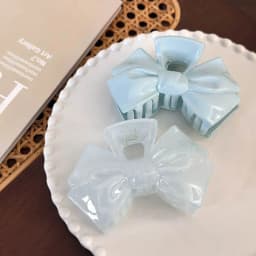 French Sweet Blue Bow Pentagram Grab Clip Girl Hair Shark Clip Headwear Women Hair Clip Claw Clamp Hair Accessories