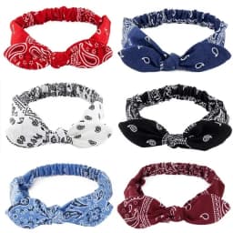 1PC 4 Colors Printed Rabbit Ears Elastic Contour Crossover Hairband Wire Knot Elastic Hairband Stretch Headband